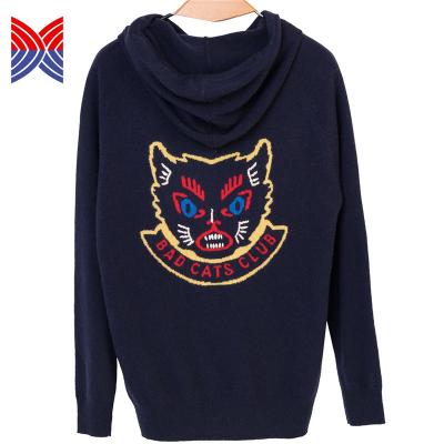 China Plus Size Hot Sale Fashion Pattern Intarsia Wool Custom Knit Sweater For Men With Hoodie for sale