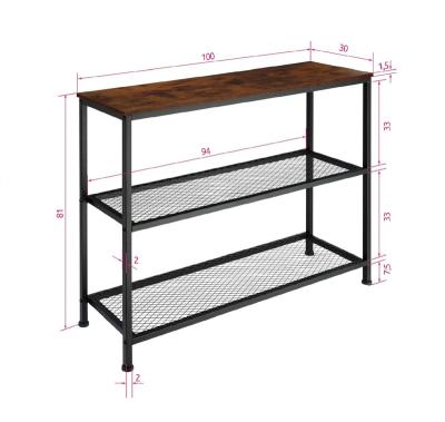 China ERGOR Adjustable Furniture Wholesale Manufacturers Rustic Sideboard Brown (Other) Console Table With Metal Mesh Shelves for sale