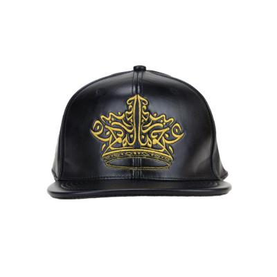 China breathable & High Quality Hip Hop Waterproof Unisex Leather Hat Black Design Fashion Hat Trucker Embroidery Customized Plain Snapback Leather Hat for sale