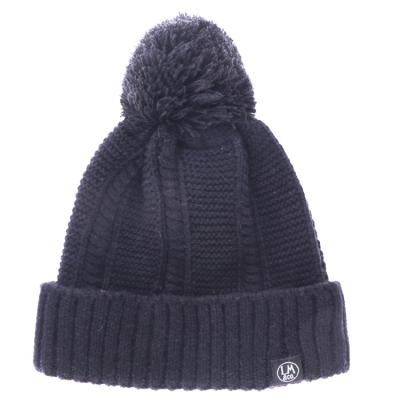 China Custom Dark Blue Korean Soft Pom Pom COMMON Beanie Hats For Man Acrylic for sale