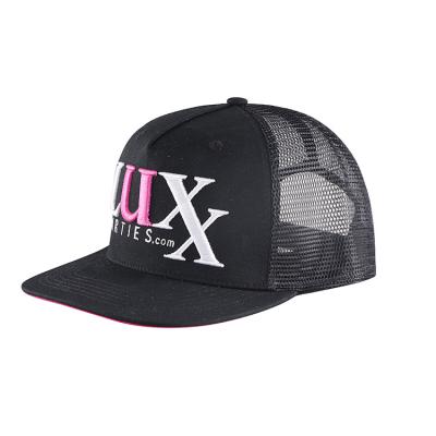 China JOINT Black 5 Panel Suede Mesh Trucker Hat Your Logo for sale