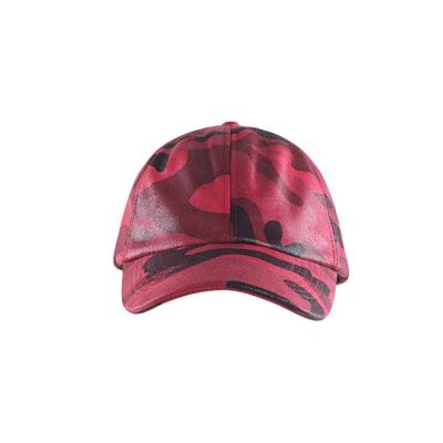 China JOINT High Quality High Quality Men's JOINT Baseball Cap Hat 6 Panel Design Hat 6 Panel Red Camouflage Leather Baseball Cap for sale