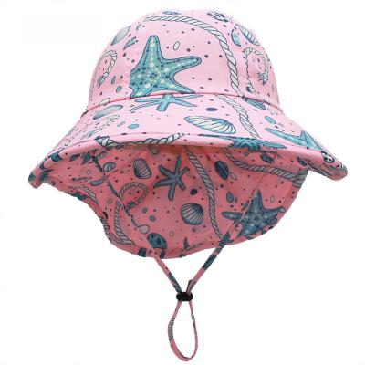 China Unisex Cartoon Colorful Breathable Design Cute Ocean Fisherman Kids Image Polyester Baby Summer Bucket Hat For Children for sale