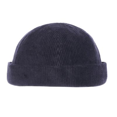 China Navy Blue COMMON Corduroy Visorless Baseball Hat Brimless Baseball Cap for sale