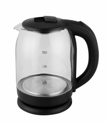 China 360 Degree Rotating Base 1500W 1800W 1.8L Borosilicate Glass Water Electric Kettle With Blue LED Illumination Light for sale