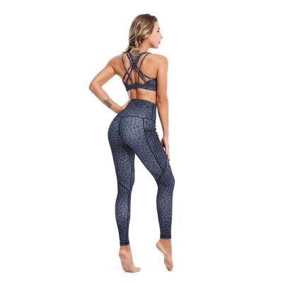 China High Quality Breathable Elasticity Leopard Print Plus Size Seamless Yoga Set Fitness Women's Activewear for sale