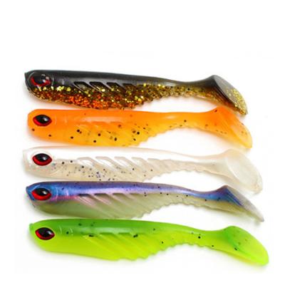 China 70mm PVC Artificial Perch Zander Bait Freshwater Sinking T Tails Soft Plastic Lure for sale