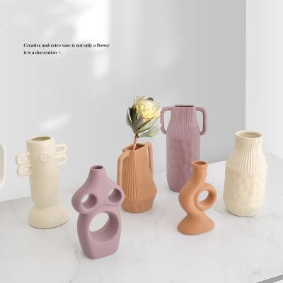 China Modern Nordic Morandi Shaped Ceramic Vase Flower Decoration Living Room for sale