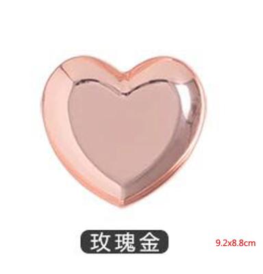 China As Nordic Creative Heart Shaped Flat Necklace Small Ring Dish Image Display Small Stainless Steel Desktop Ornament Mini Jewelry Storage for sale