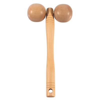 China Facial 2 Balls Therapy Relaxing Wooden Ball Hand Roller Body Massager for sale