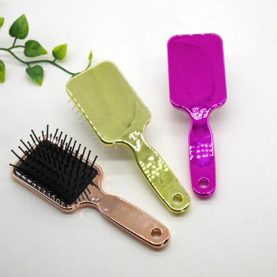 China Factory wholesale hair brush home plate paddle hair brush gold color plastic hair brush for sale