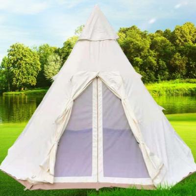 China Diagonal Tying Type Outdoor Picnic Tent 5*5M 3-4 Preson Pyramid Tent Cotton Outdoor Camping Tent Luxury for sale