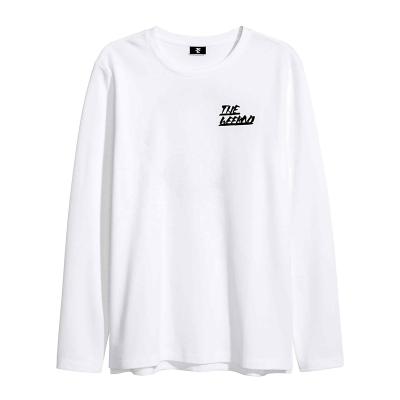 China Anti-pilling Designer Custom Printing Fall White Long Sleeve No Fiber T-Shirt For Men for sale