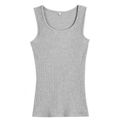 China Wholesale Cotton Anti-pilling 2X2 Rib Heather Gray Tank Top Vest For Women for sale