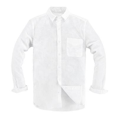 China Anti-pilling Private Label Tagless Plus Size Casual Long Sleeve White Linen Shirts For Men for sale