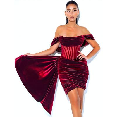 China hot sale Anti-wrinkle mini dress off the shoulder mini dress women off the shoulder mini dress for sale