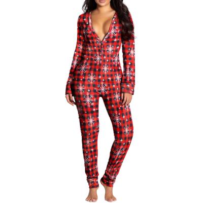 China Breathable Women's One Piece Pajamas Print Sleepwear Christmas Pajamas Jumpsuit Rompers Clubwear Nightgowns for sale