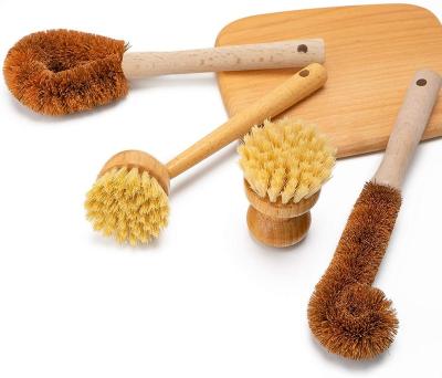 China BOOMJOY Wooden Sisal Kitchen Pot Brush Viable Natural Wood Bristle for sale