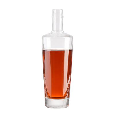 China Beverage Custom 500ml 700ml 750ml vodka whisky spirit glass bottle  low moq gin glass liquor bottle with stopper for sale