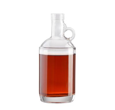 China Beverage Classic round moonshine 500ml 750ml whiskey whisky vodka spirit glass liquor bottle with handle for sale