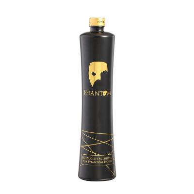 China Beverage Matte black 700ml 750ml vodka glass bottle custom decal 500ml whisky gin spirit glass liquor bottle with cork stopper for sale