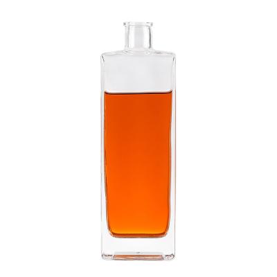 China Beverage Factory wholesale rectangle liquor glass spirt bottle 500ml gin whisky vodka glass bottle with glass cap for sale