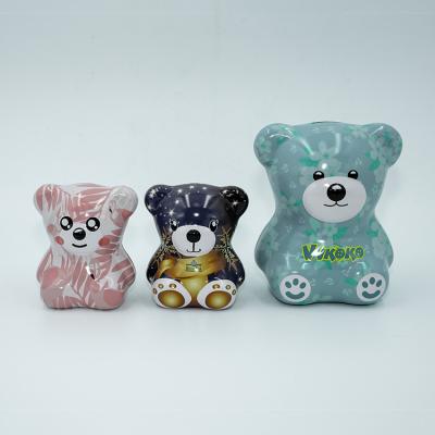 China Custom Personal Care Bear Shaped Chocolate Metal Tea Candy Tin Can Coin Bank Promotional Small Gift for sale