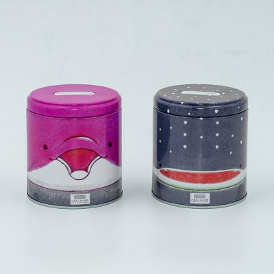 China Promotional Metal Round Box Tin Coin Tin Bank Personal Care Piggy Bank Coin Gift for sale