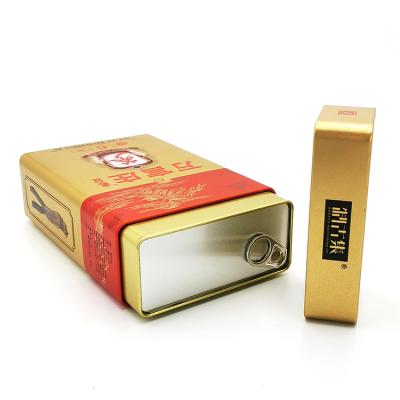 China Food Grade Recycled Tin Packaging Ginseng Tin Cans Tin Can Boxes Self-Sealing Golden Materials Health Products Easy-open for sale