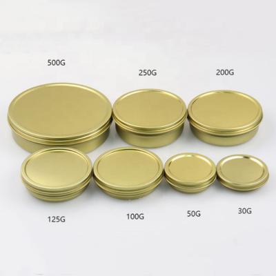 China Custom Small Large Caviar Food Packaging Tin Caviar Tin Box Gold Factory Middle Round Tin Can for sale