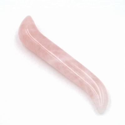 China Europe Factory Supply Handmade Smooth Polished Rose Quartz S Shape Wand Massager for sale