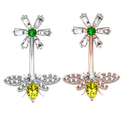 China Vintage Facebook Hot Selling 304 Stainless Steel Bee European and American Zircon Navel Piercing Jewelry for sale