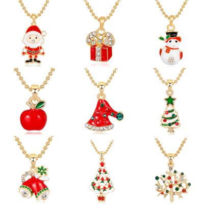 China Amazon Other Best 2012 Colorful Christmas Necklace Oil Painting Rhinestone Holiday Party Sale Electroplating Necklace for sale