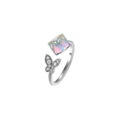 China Enviromentally Friendly Butterfly Fairy Sugar Tide INS Personality Crystal Ring for sale