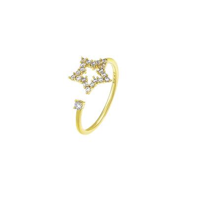 China Environmentally friendly Japan and South Korea simple five-pointed star ring personality ring niche design female open zircon ring for sale