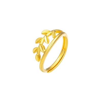 China New INS environment friendly simple gold plated leaf open ring female personality ring for sale