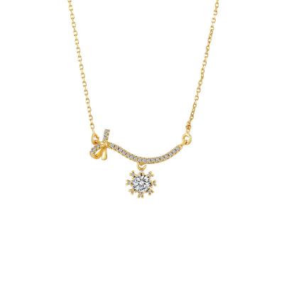 China CLASSIC Fashion 24k Artificial Gold Plated Zircon Necklace Ladies Necklace Ladies for sale