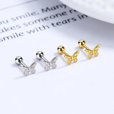 China New 925 Sterling Silver Shiny Hollow Out Casual/Sporty Butterfly Stud Earrings Stud Piercing Jewelry for sale