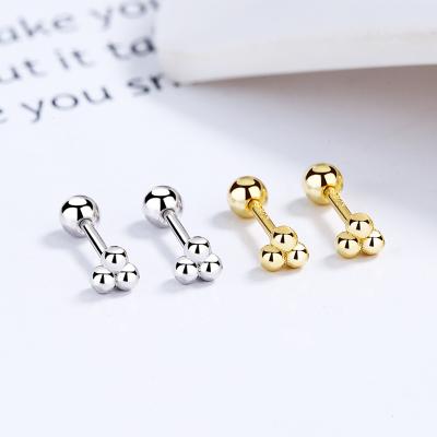 China Hot Selling Classic Casual/Sporty 925 Sterling Silver Triangle Round Glossy Piercing Jewelry Facebook Stud Earrings for sale