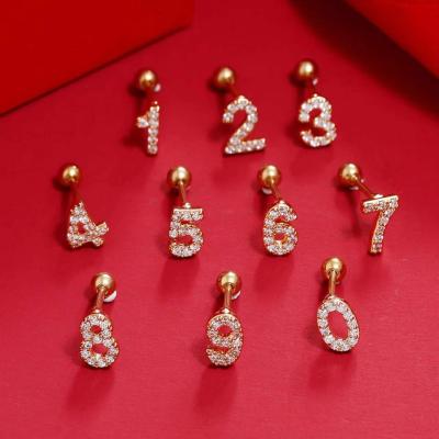 China Fashion Hot New Products Digital Series Zircon Stainless Steel Earrings From AliExpress New Products Fashion Perforated Jewelry for sale