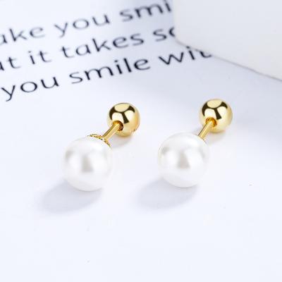 China Amazon casual/sporty sell by hot selling 925 sterling silver freshwater simple fashion pierced pearl earrings jewelry for sale