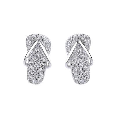 China New Style 925 Sterling Silver Personalized Casual/Sporting Slippers Cubic Zirconia Earrings Shape Perforated Jewelry for sale