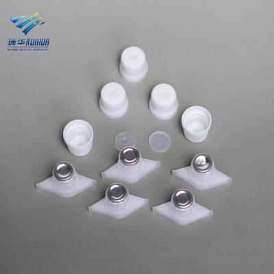 China Non spill plastic flexible doypack aluminum seal liner liquid spout cap for sale