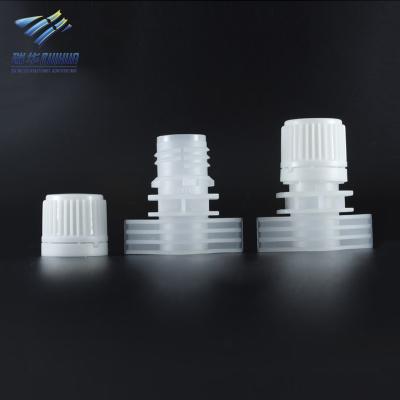 China Non Spill Flexible Liquid Jelly Packaging Plastic Screw Caps With Spout for sale