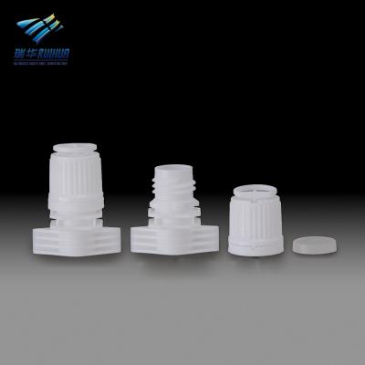 China Non Spill 14mm Liquid Plastic Medicine Flexible Packaging Spout And Pull Ring Cap for sale