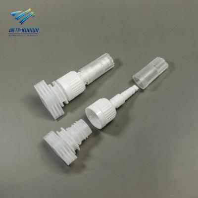 China Non Spill Plastic Medicinal Shantou Ruihua Bag Spout And Screw Cap 14mm for sale