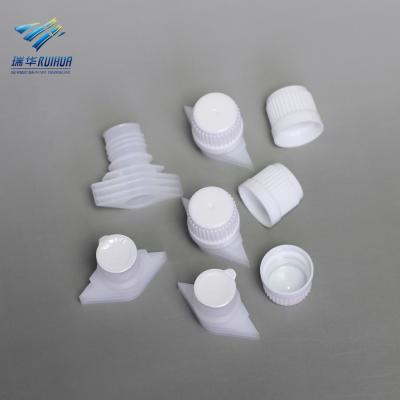 China Non spill 15mm plastic stand doypack bag induction seal liner spout and cap for sale