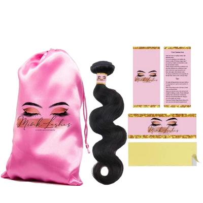 China Waterproof Private Label Tags Silk Satin Bags Custom Logo Design Print Hair Bundles Wigs Envelope Labels Hair Extensions Shipping Package for sale