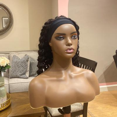 China Curly Curl Easy To Wear Head Band Wigs Hair Wig With Band For Black Women Lace Up Non Lace Up Hair Band With Wig for sale