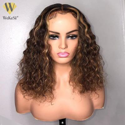 China Body Wave 13x4 Honey Blonde Ombre Mixed Color Accent Human Hair BOB Wigs Remy Brazilian Virgin 150% Lace Front Hair Wigs T4/27 for sale